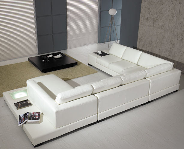 30' White Bonded Leather Sectional Sofa By Homeroots | Sectional | Modishstore - 3