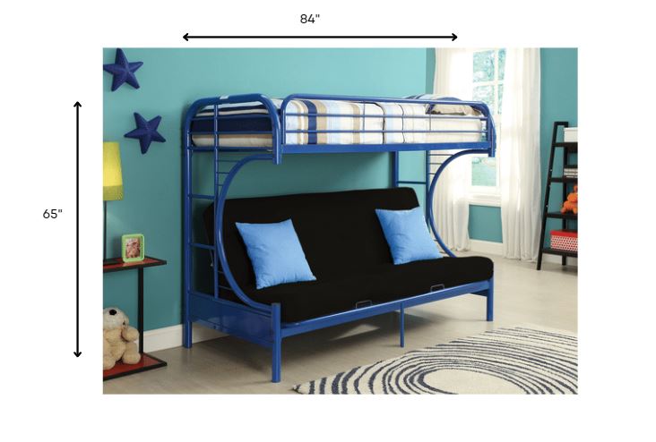 Twin Xl Over Queen Black Metal Tube Futon Bunk Bed By Homeroots | Beds | Modishstore - 3