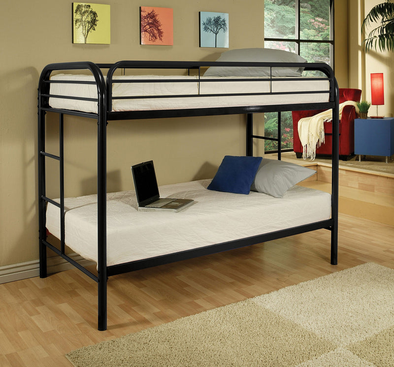 Twin Over Twin Black Metal Tube Bunk Bed By Homeroots | Beds | Modishstore