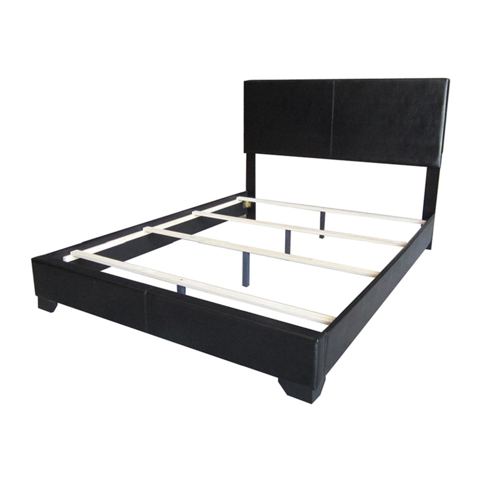 Queen Black Pu Panel Bed By Homeroots | Beds | Modishstore