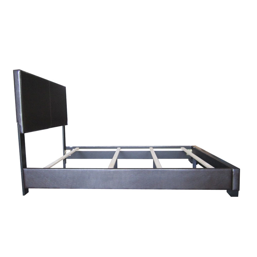 Queen Black Pu Panel Bed By Homeroots | Beds | Modishstore - 3