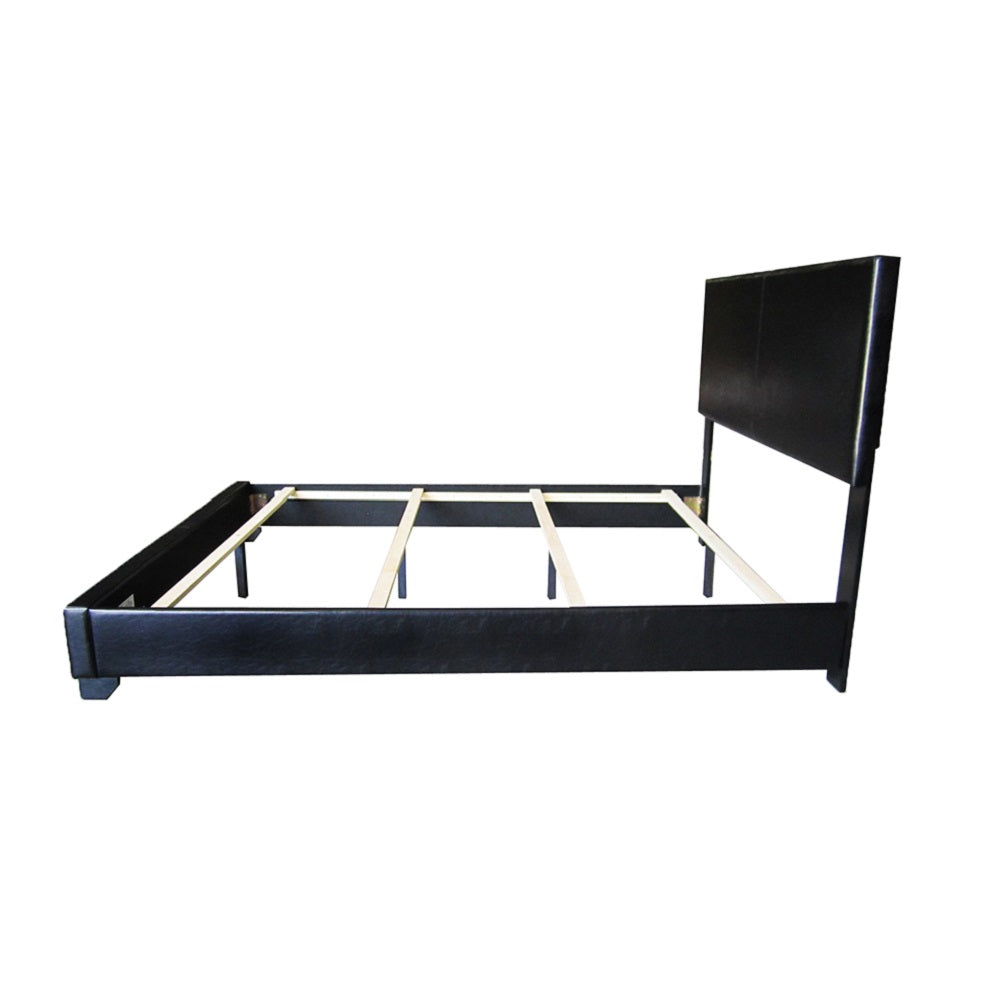Queen Black Pu Panel Bed By Homeroots | Beds | Modishstore - 4