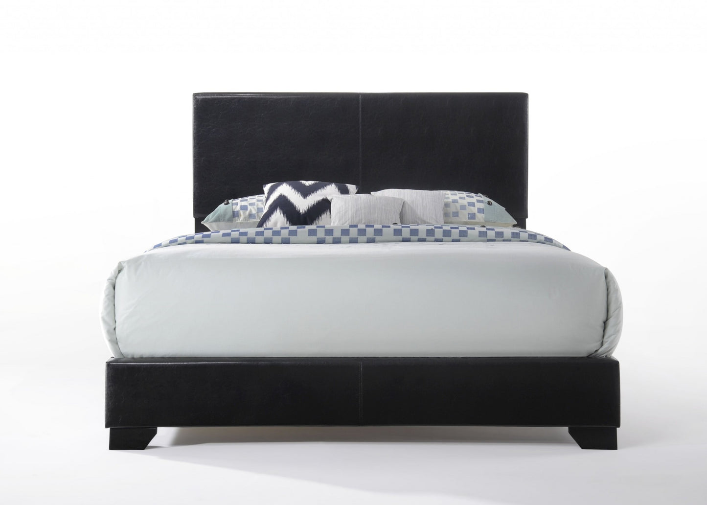 Queen Black Pu Panel Bed By Homeroots | Beds | Modishstore - 5