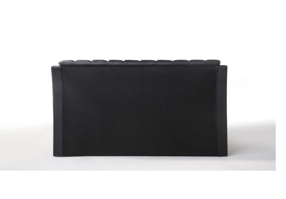 Black Pu Button Tufted King Bed By Homeroots | Beds | Modishstore - 4