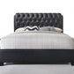 Black Pu Button Tufted Queen Bed By Homeroots | Beds | Modishstore - 2