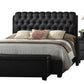 Black Pu Button Tufted Queen Bed By Homeroots | Beds | Modishstore - 2