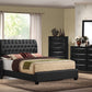 Black Pu Button Tufted Queen Bed By Homeroots | Beds | Modishstore