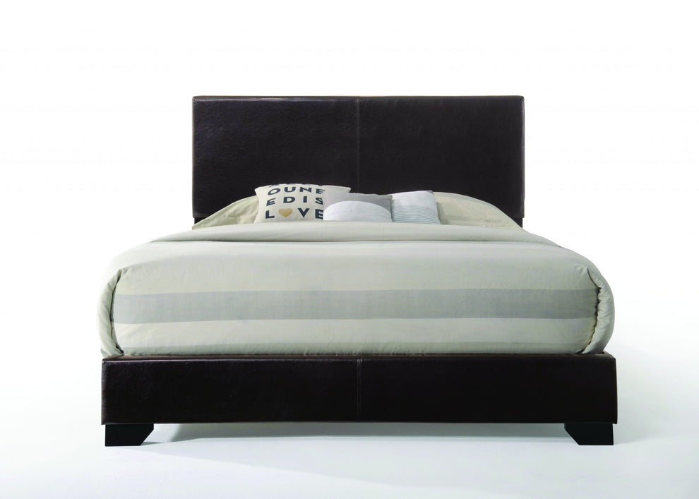 Brown Pu Eastern King Panel Bed By Homeroots | Beds | Modishstore - 4