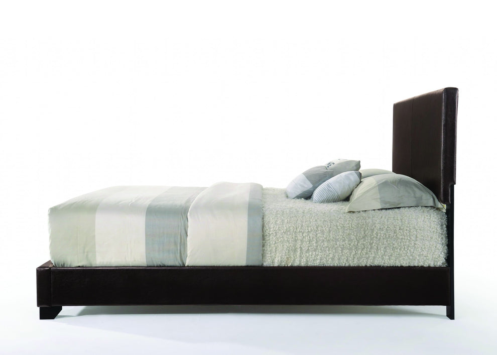 Brown Pu Eastern King Panel Bed By Homeroots | Beds | Modishstore - 5