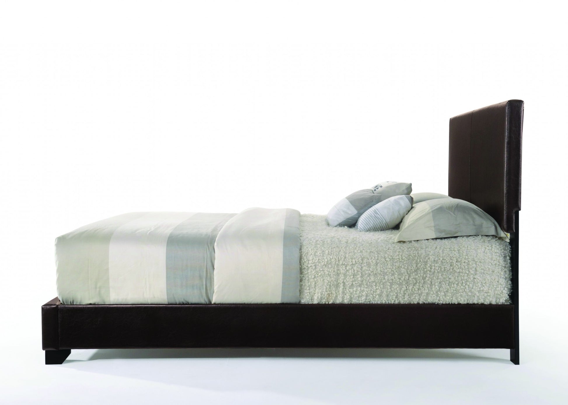 Queen Brown Pu Panel Bed By Homeroots | Beds | Modishstore - 3