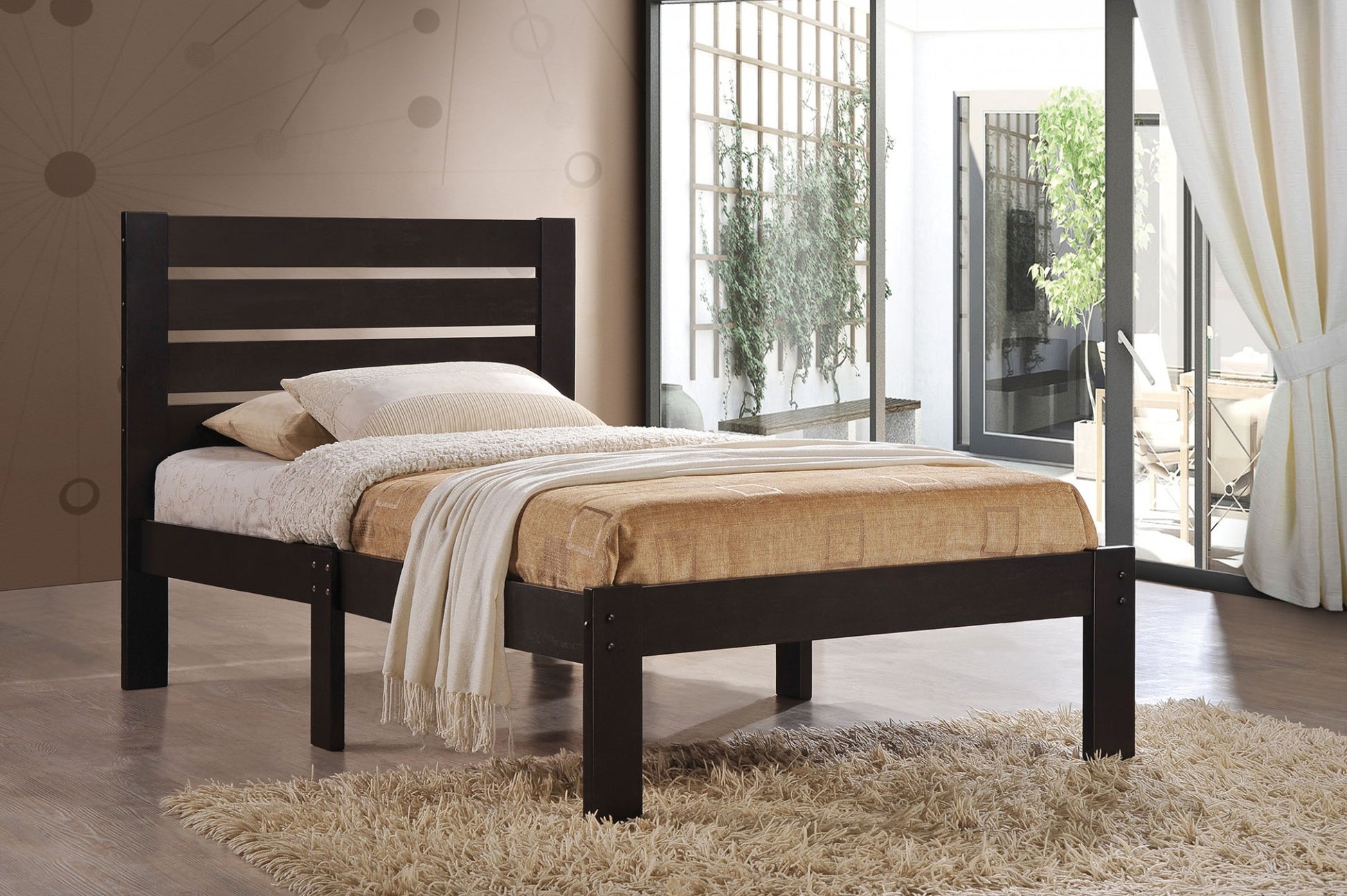 Popular Espresso Full Size Slat Wood Bed By Homeroots | Beds | Modishstore
