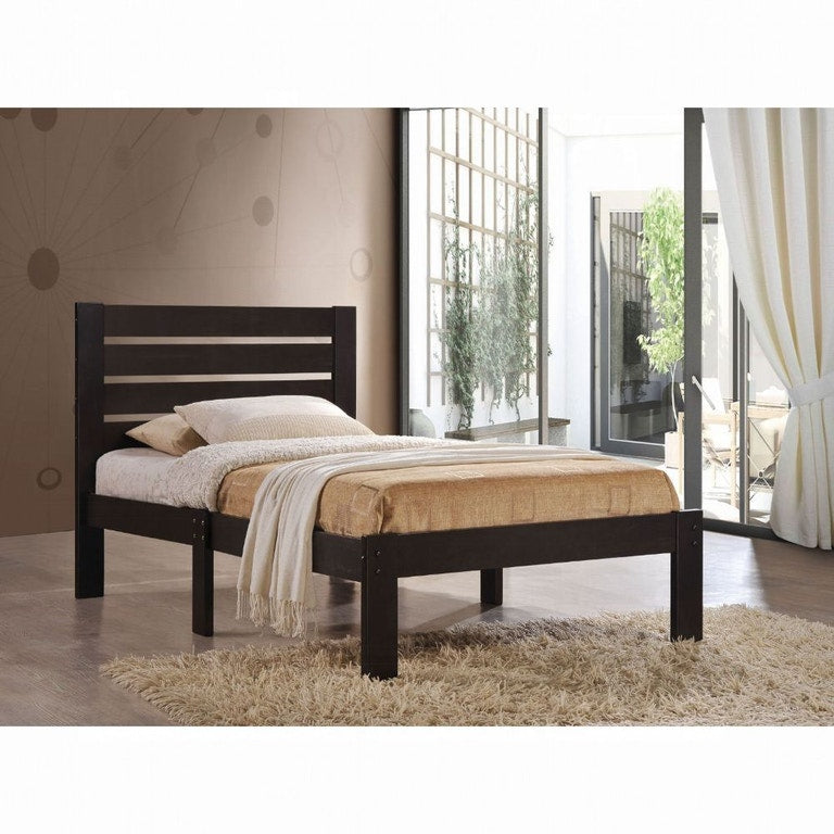 Popular Espresso Full Size Slat Wood Bed By Homeroots | Beds | Modishstore - 2