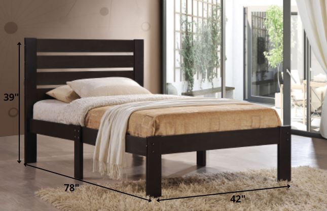 Popular Espresso Twin Size Slat Wood Bed By Homeroots | Beds | Modishstore - 2