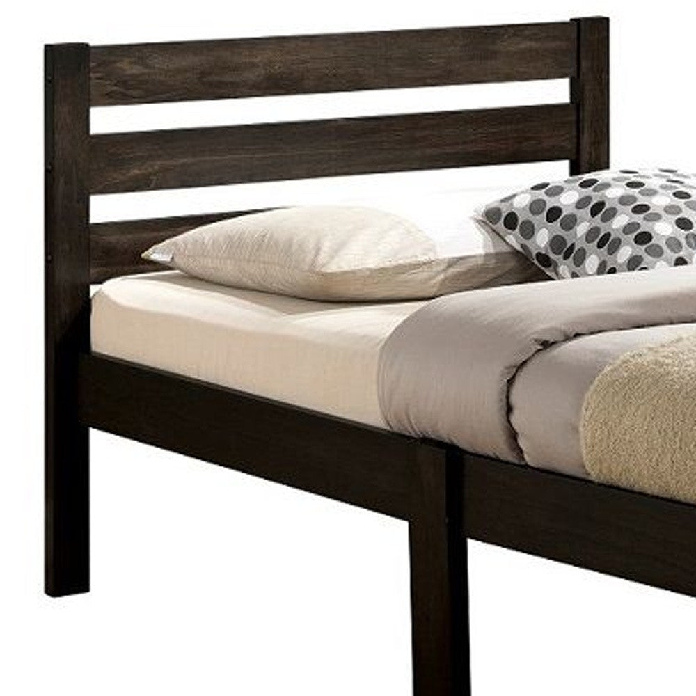 Popular Brown Twin Size Slat Wood Bed By Homeroots | Beds | Modishstore - 2