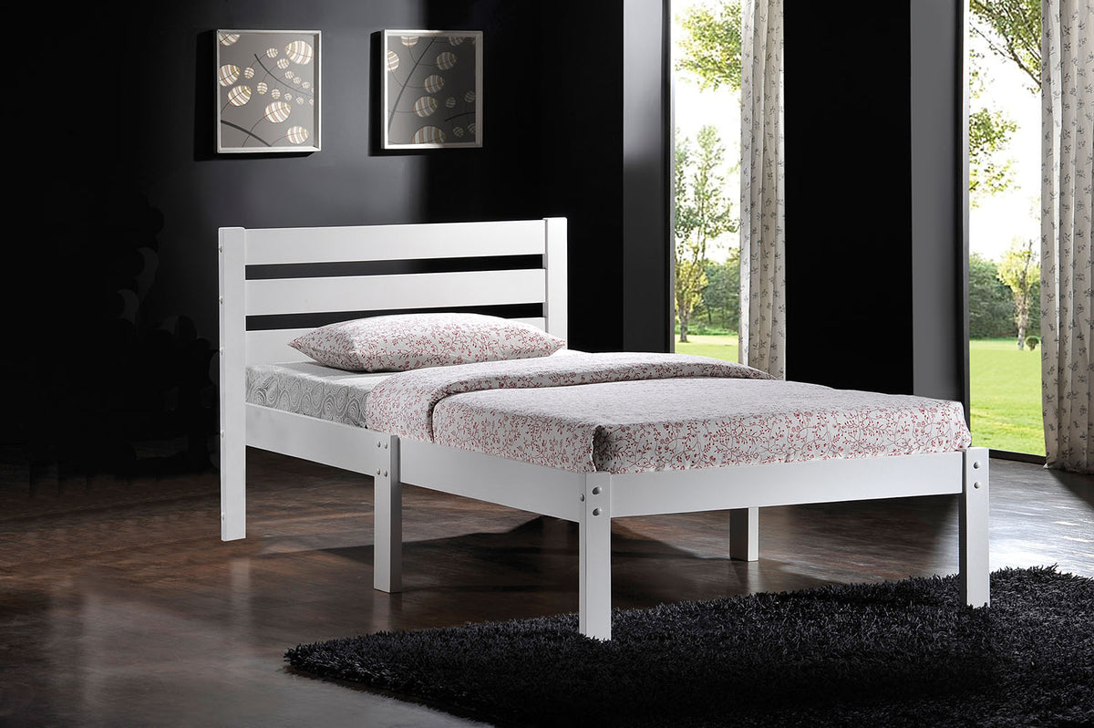 Popular White Twin Size Wood Slat Bed By Homeroots | Beds | Modishstore