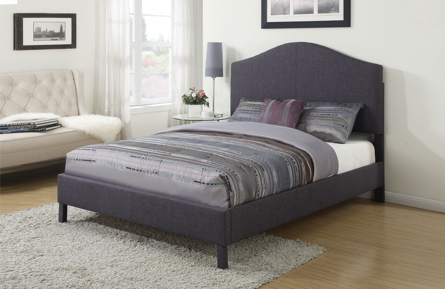 King Gray Linen Bed By Homeroots | Beds | Modishstore