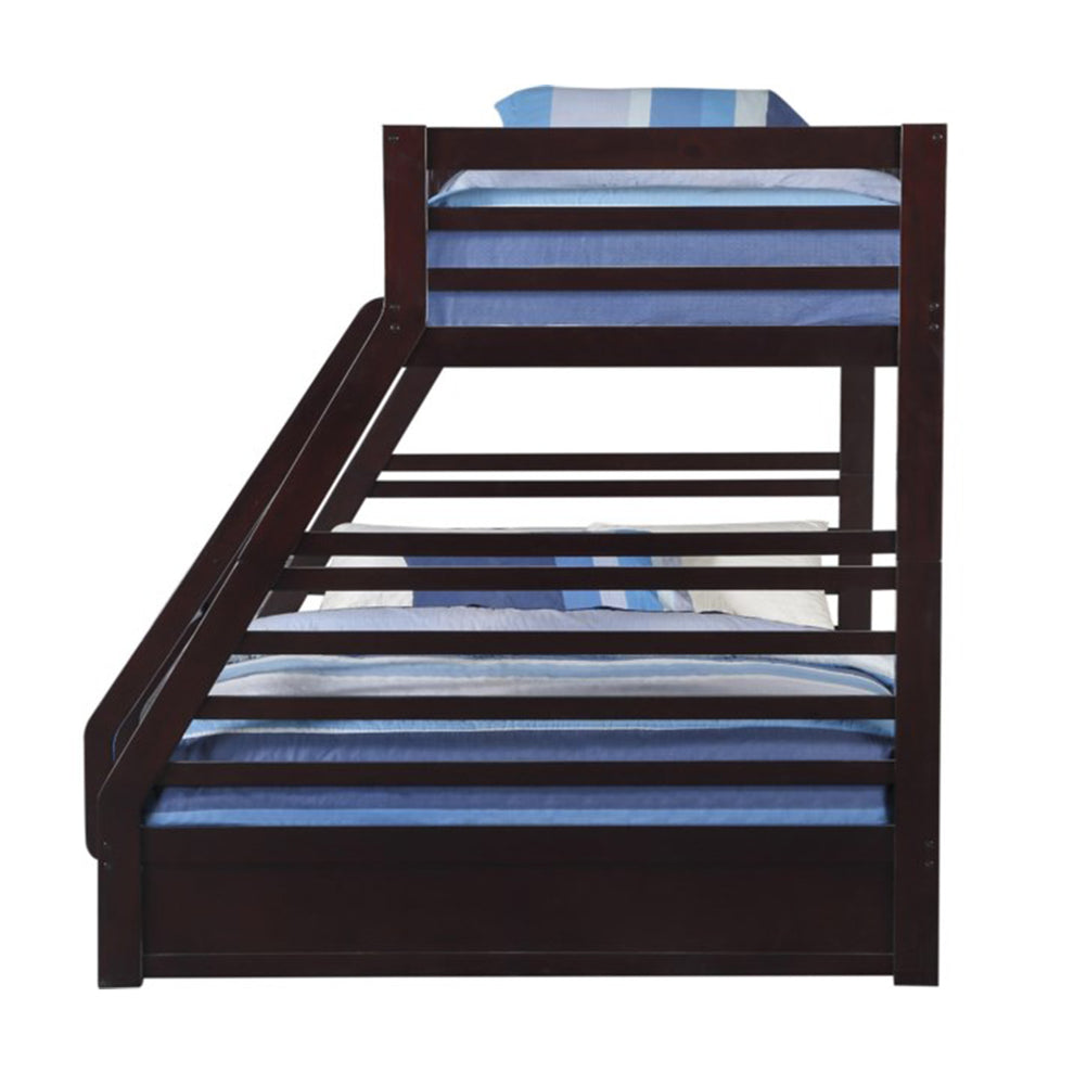 Espresso Pine Wood Twin Xl Over Queen Bunk Bed By Homeroots | Beds | Modishstore - 3
