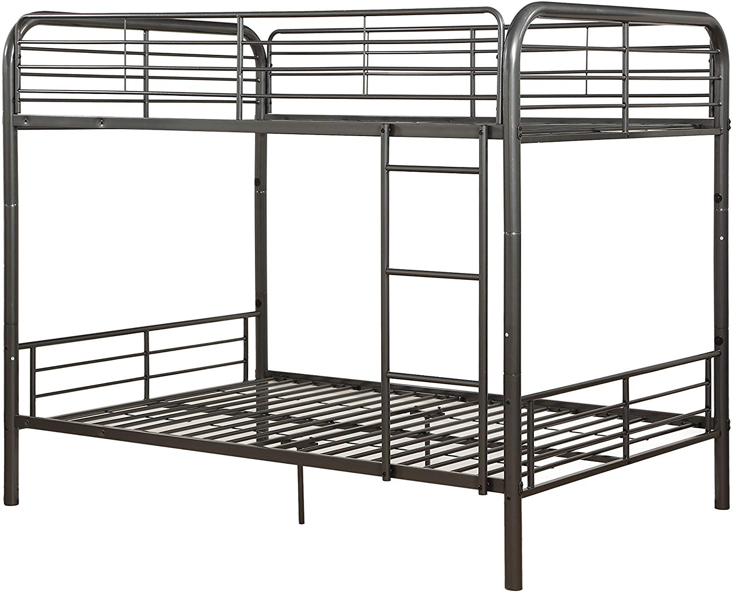 Dark Brown Metal Tube Full Over Full Bunk Bed By Homeroots | Beds | Modishstore - 3