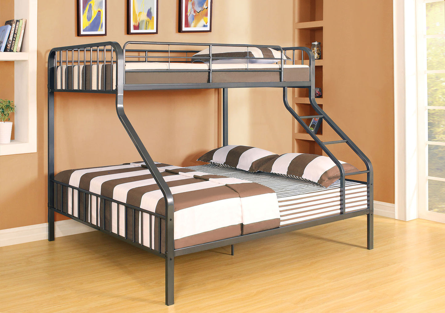 Gunmetal Twin Xl Over Queen Bunk Bed By Homeroots | Beds | Modishstore