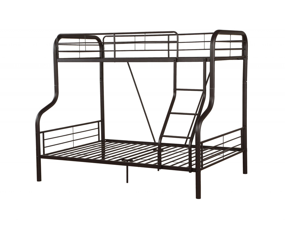Twin Over Full Sandy Black Metal Tube Bunk Bed By Homeroots | Beds | Modishstore - 2