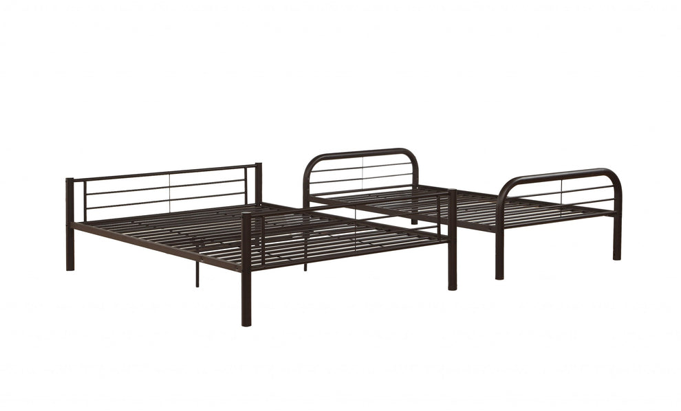 Twin Over Full Sandy Black Metal Tube Bunk Bed By Homeroots | Beds | Modishstore - 3