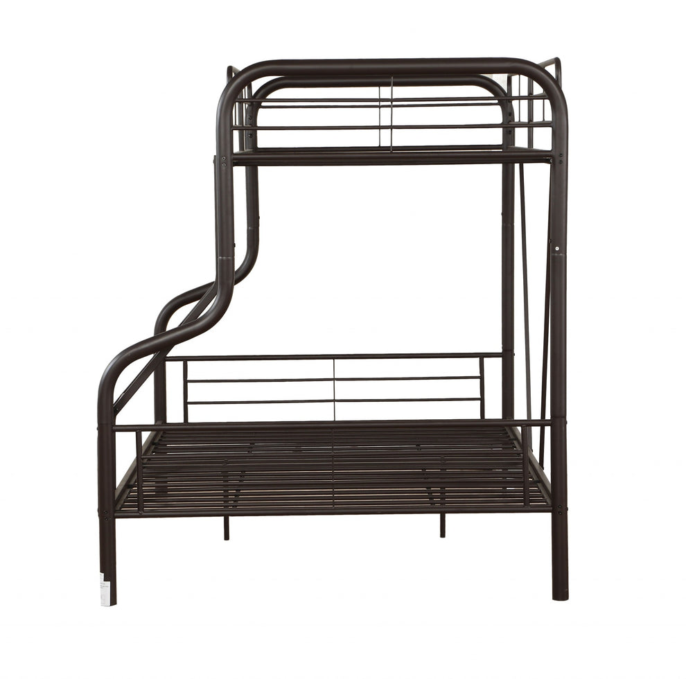 Twin Over Full Sandy Black Metal Tube Bunk Bed By Homeroots | Beds | Modishstore - 6