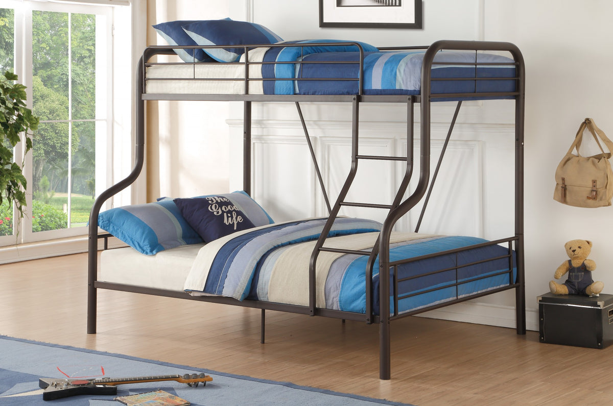 Twin Over Full Sandy Black Metal Tube Bunk Bed By Homeroots | Beds | Modishstore