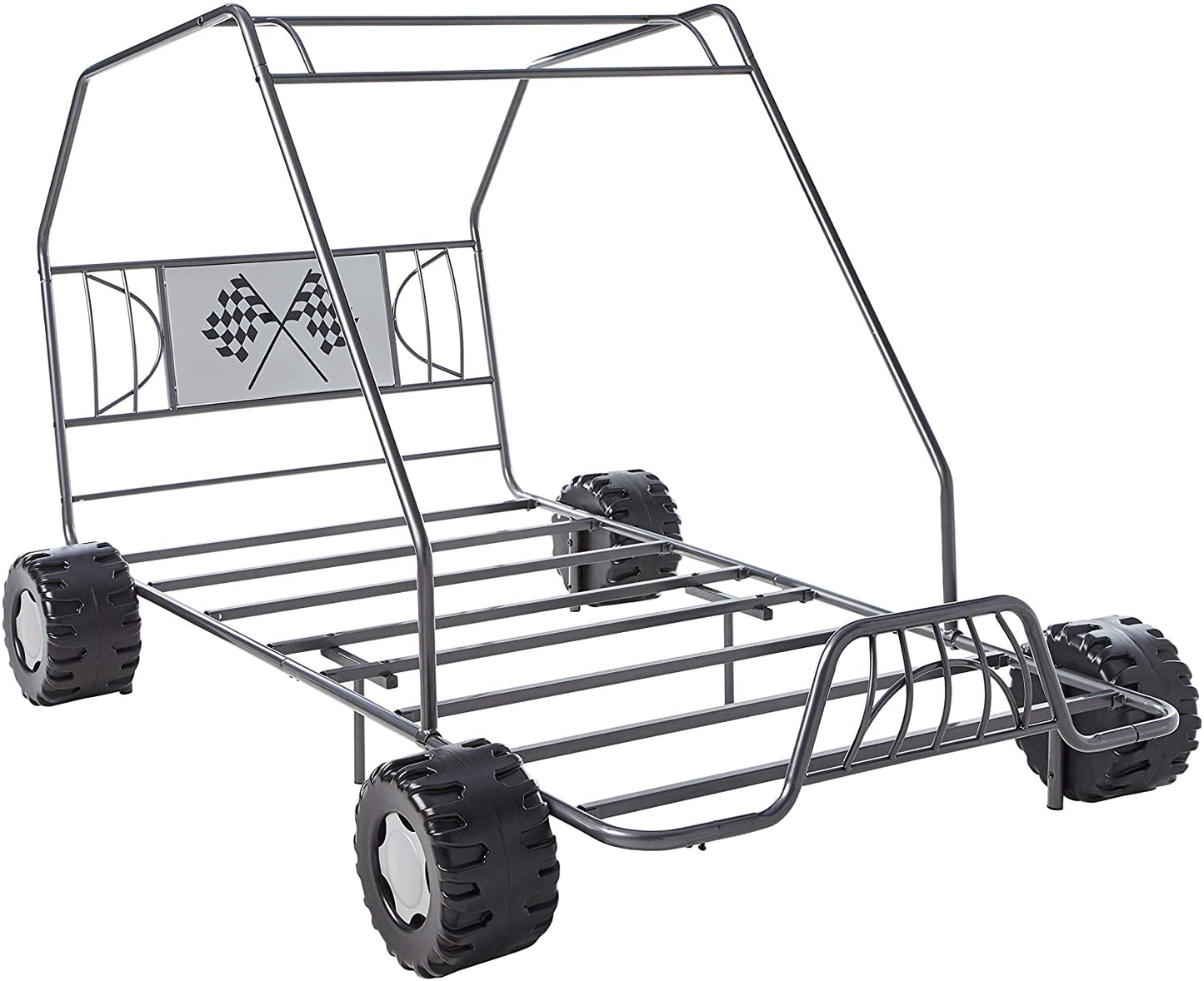 Twin Gunmetal Go Kart Bed By Homeroots | Beds | Modishstore - 2