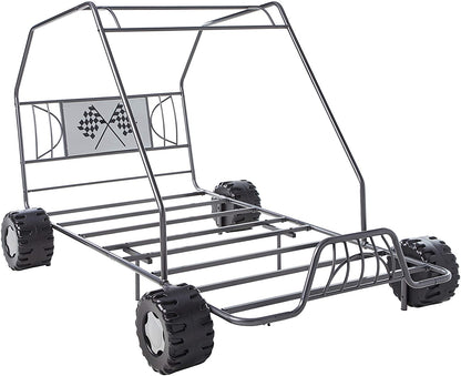 Twin Gunmetal Go Kart Bed By Homeroots | Beds | Modishstore - 2