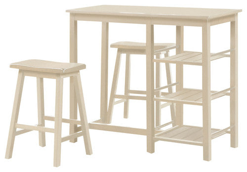 3Pc Pack Buttermilk Rubber Wood Counter Height Set By Homeroots | Console Tables | Modishstore - 2
