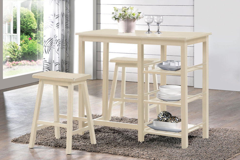 3Pc Pack Buttermilk Rubber Wood Counter Height Set By Homeroots | Console Tables | Modishstore