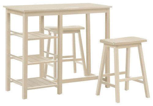 3Pc Pack Buttermilk Rubber Wood Counter Height Set By Homeroots | Console Tables | Modishstore - 3
