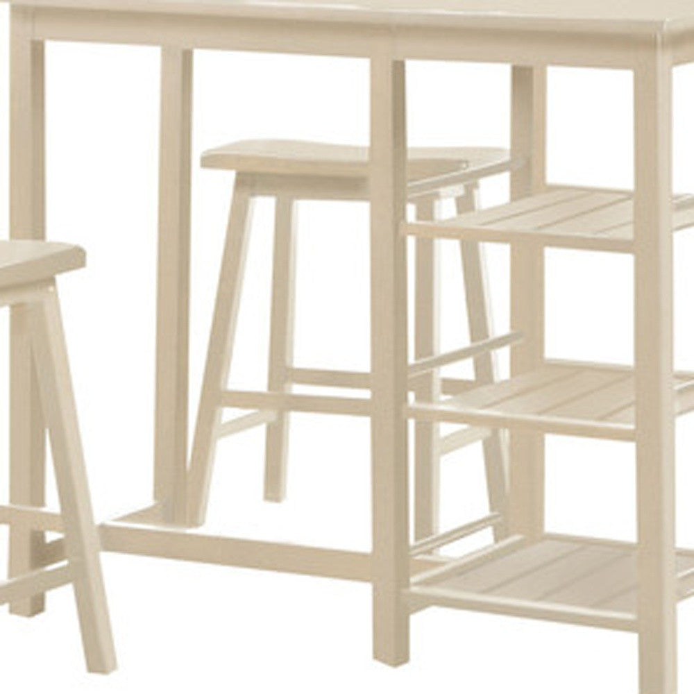 3Pc Pack Buttermilk Rubber Wood Counter Height Set By Homeroots | Console Tables | Modishstore - 4