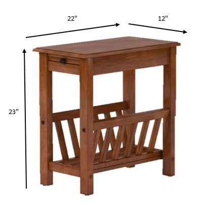 Warm Honey Brown Wooden Magazine Rack Side Table By Homeroots | Side Tables | Modishstore - 3