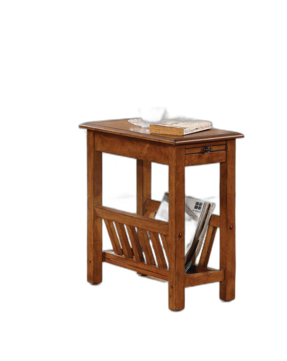 Warm Honey Brown Wooden Magazine Rack Side Table By Homeroots | Side Tables | Modishstore - 4