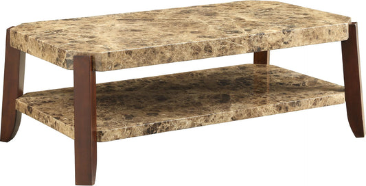 FauMarble And Brown Coffee Table By Homeroots | Coffee Tables | Modishstore