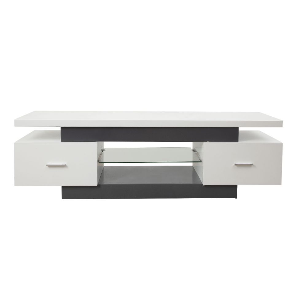White And Gray Mdf Tv Stand By Homeroots | TV Stands | Modishstore - 2