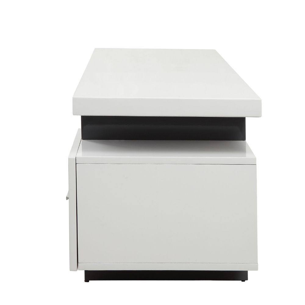 White And Gray Mdf Tv Stand By Homeroots | TV Stands | Modishstore - 3