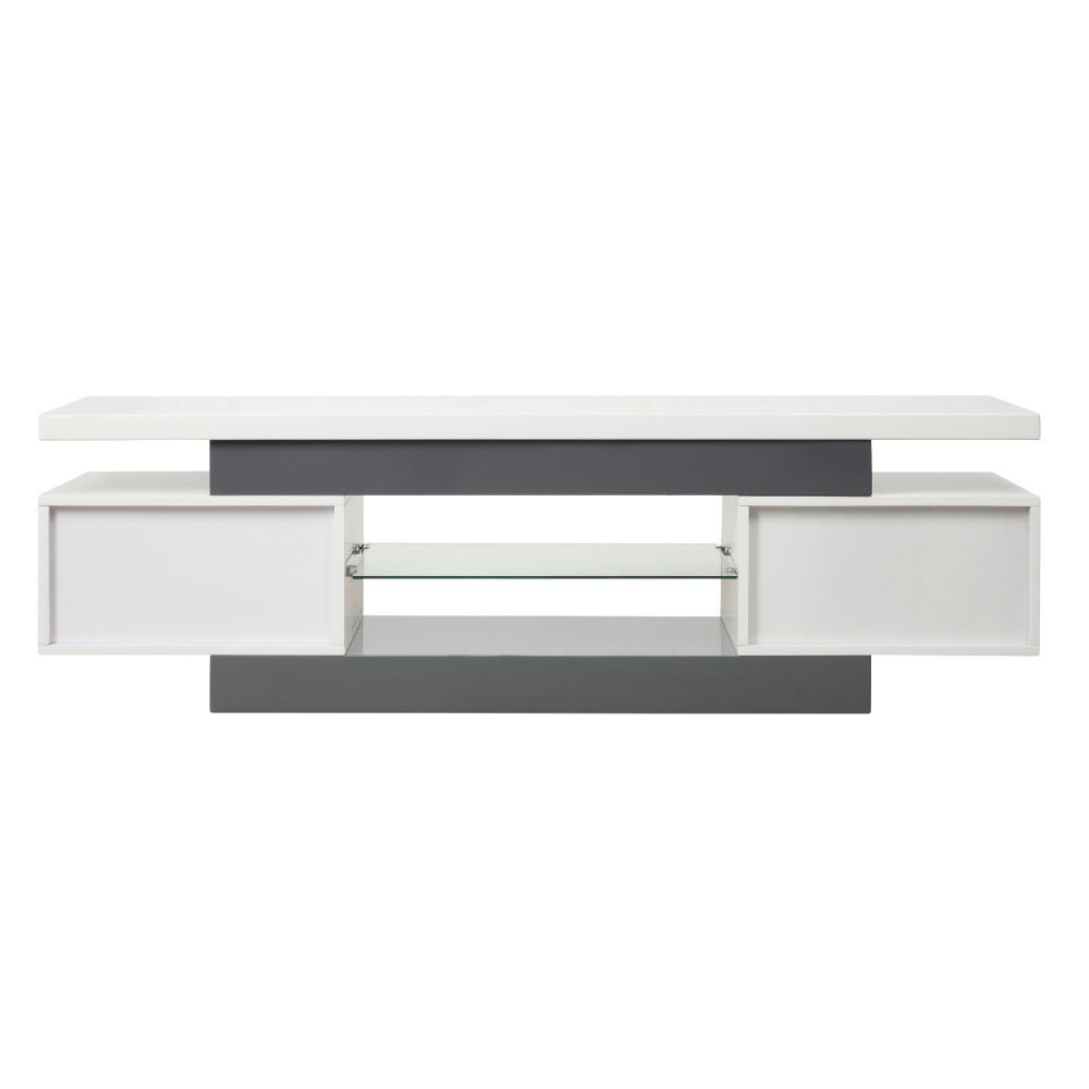 White And Gray Mdf Tv Stand By Homeroots | TV Stands | Modishstore - 4