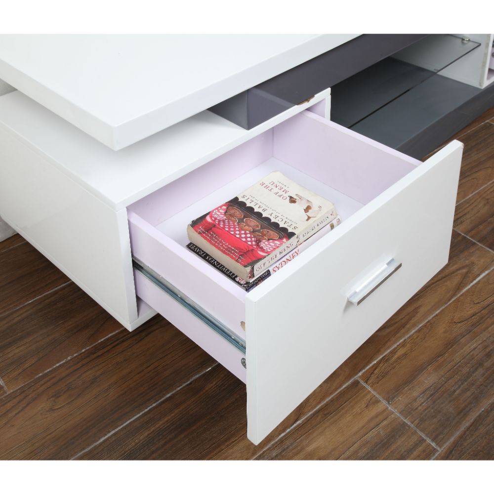 White And Gray Mdf Tv Stand By Homeroots | TV Stands | Modishstore - 5