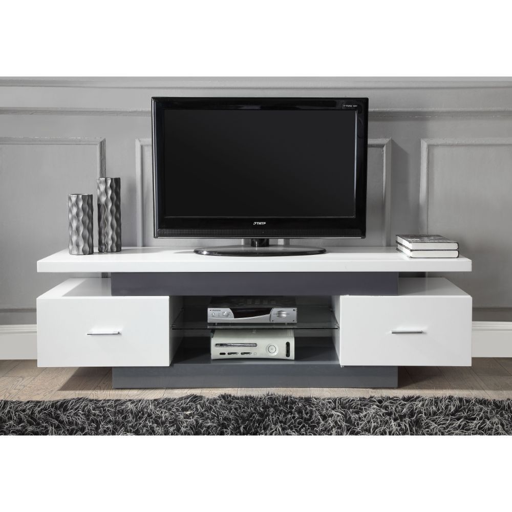 White And Gray Mdf Tv Stand By Homeroots | TV Stands | Modishstore