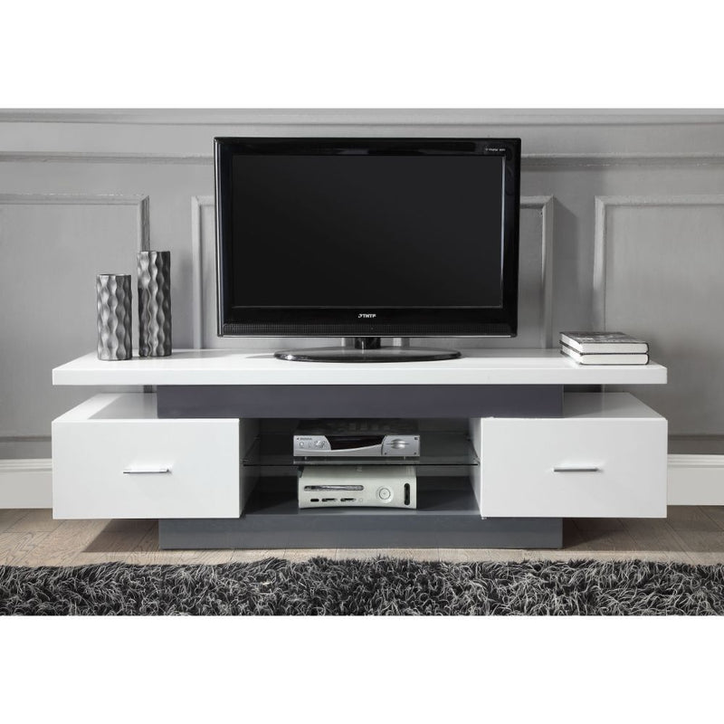 White And Gray Mdf Tv Stand By Homeroots | TV Stands | Modishstore