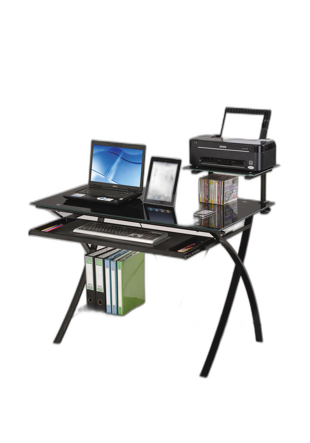 Sleek Black Glass Computer Desk By Homeroots | Desks | Modishstore - 3