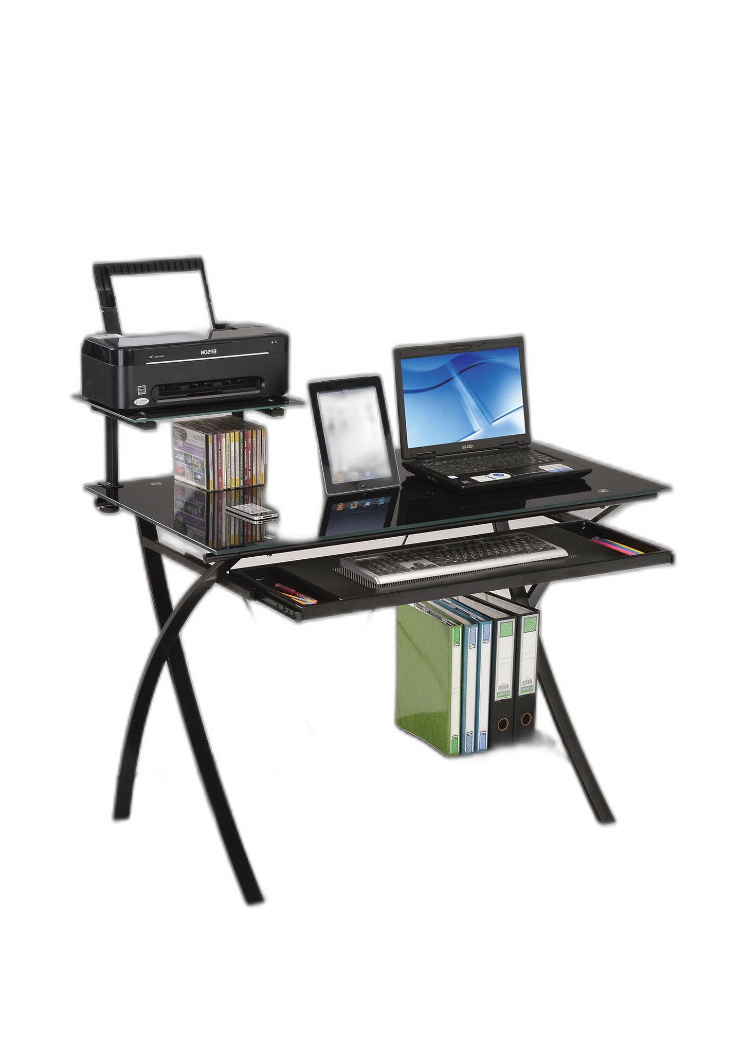 Sleek Black Glass Computer Desk By Homeroots | Desks | Modishstore - 4