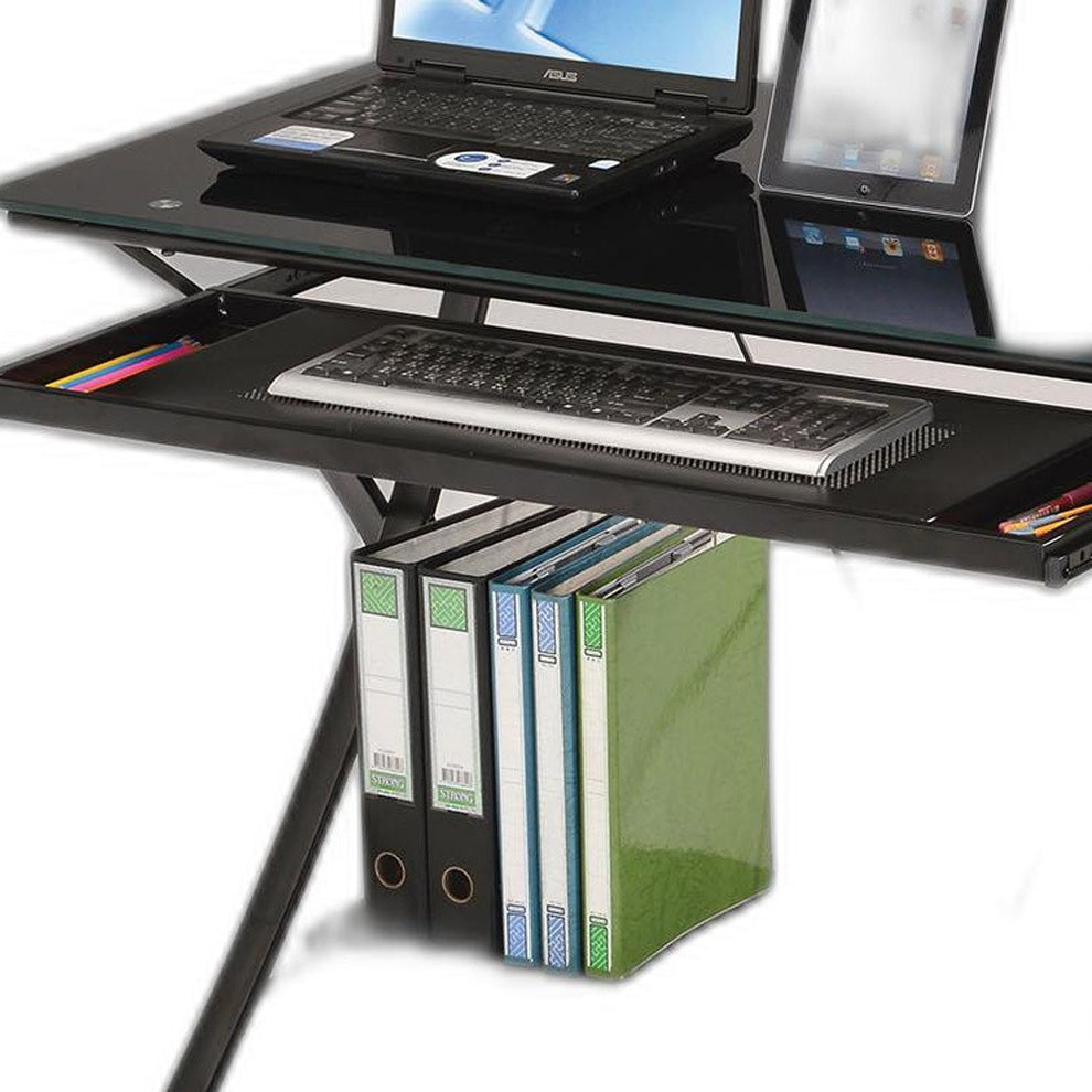 Sleek Black Glass Computer Desk By Homeroots | Desks | Modishstore - 6