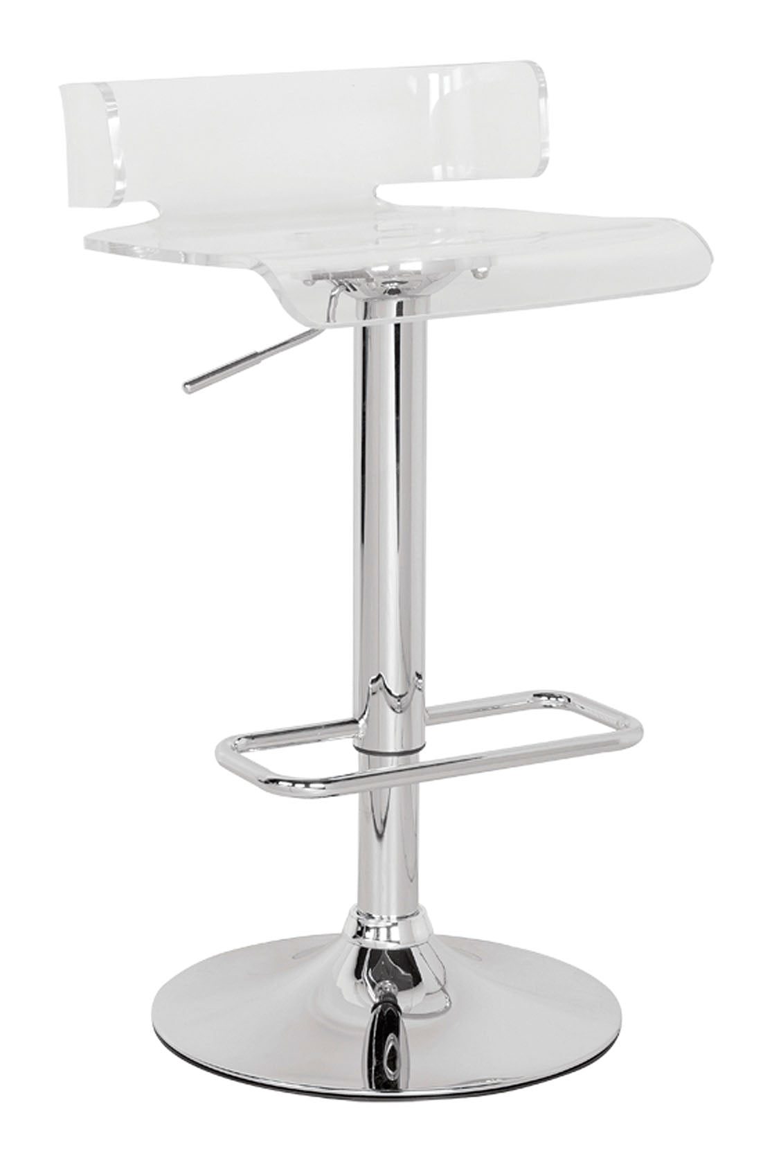 Clear And Chrome Swivel Adjustable Bar Stool By Homeroots | Bar Stools | Modishstore