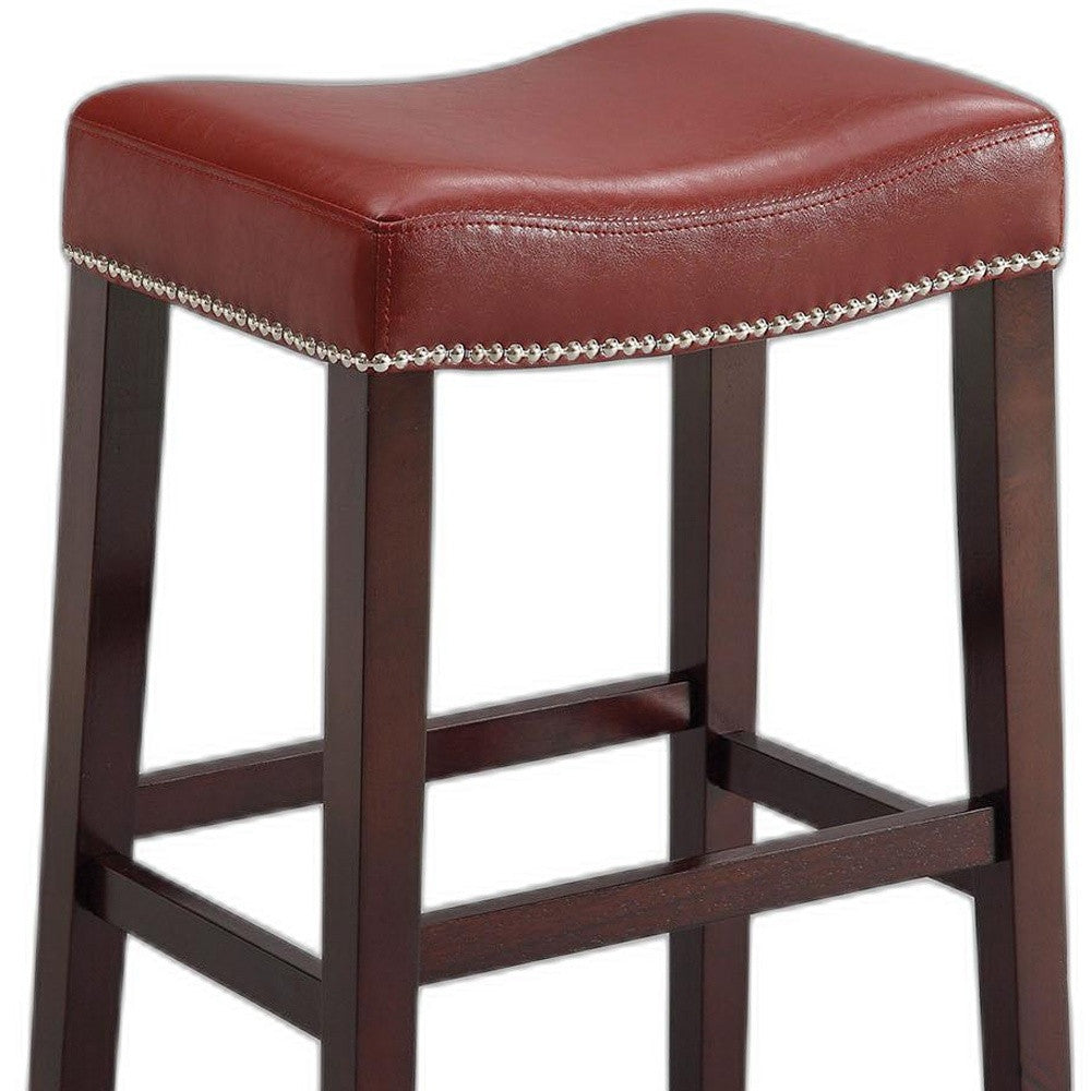 2Pc Red And Espresso Bar Stool By Homeroots | Bar Stools | Modishstore - 4