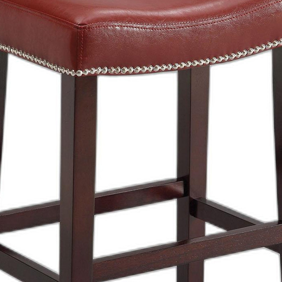 2Pc Red And Espresso Bar Stool By Homeroots | Bar Stools | Modishstore - 5