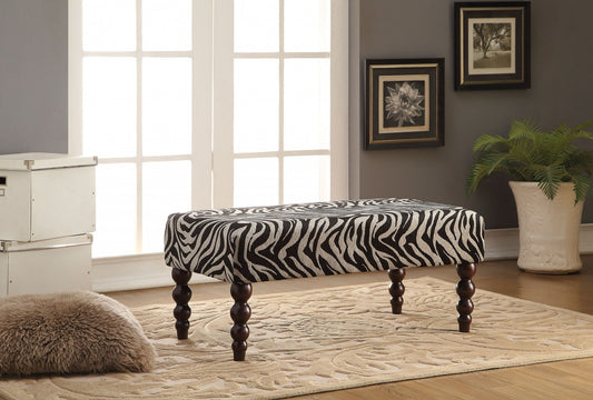 Zebra Fabric And Rubber Wood Bench By Homeroots | Benches | Modishstore