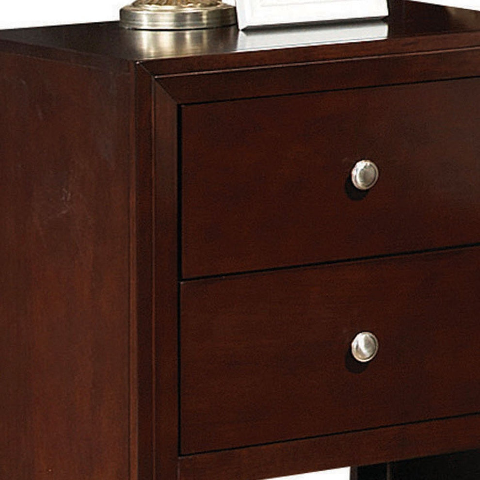 Brown Cherry Wooden Nightstand By Homeroots | Nightstands | Modishstore - 2
